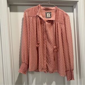 Good Hart Women’s Pink Button Down Sheet Shirt Business Casual